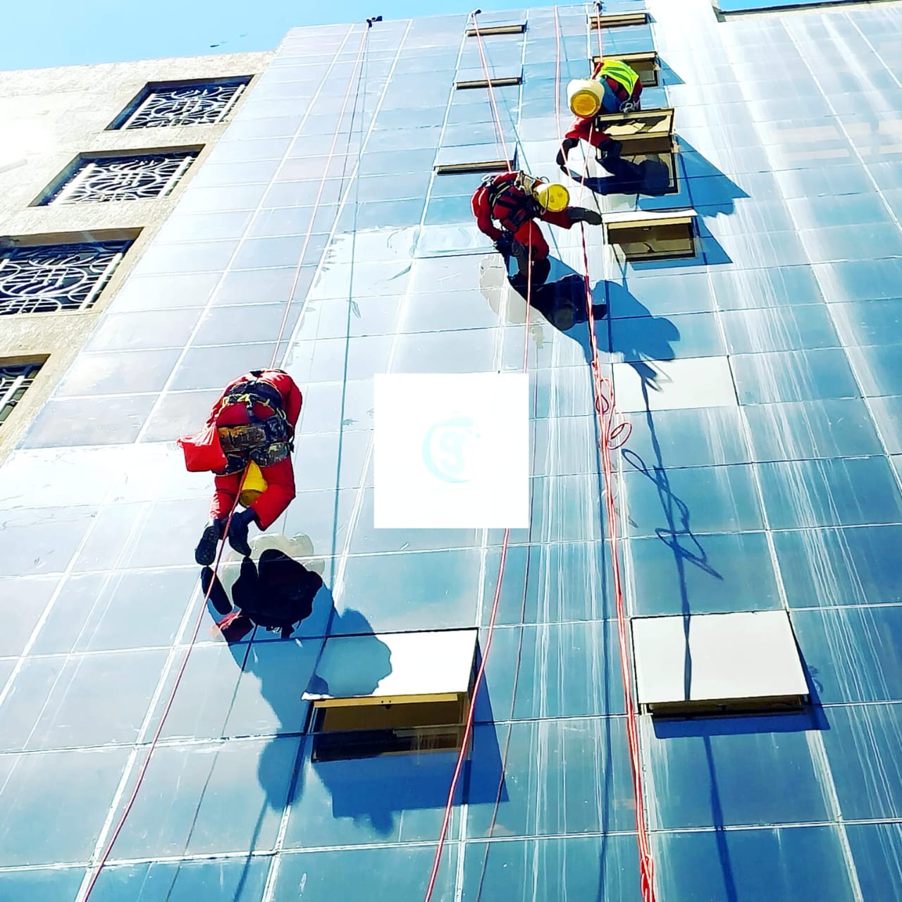 Window cleaning project showing clean glass surfaces
